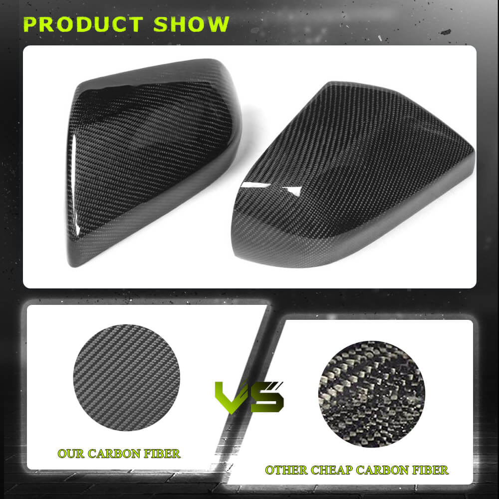 Fits for Cadillac ATS Sedan 2013-2019 Carbon Fiber Add-on Side Rearview Mirror Cover Caps 2pcs