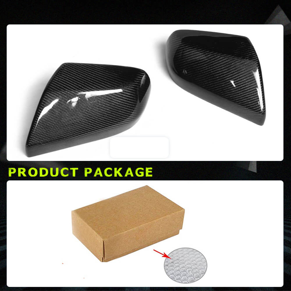 Fits for Cadillac ATS Sedan 2013-2019 Carbon Fiber Add-on Side Rearview Mirror Cover Caps 2pcs