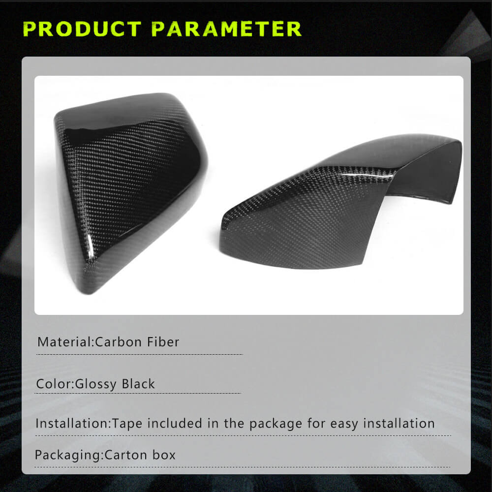 Fits for Cadillac ATS Sedan 2013-2019 Carbon Fiber Add-on Side Rearview Mirror Cover Caps 2pcs