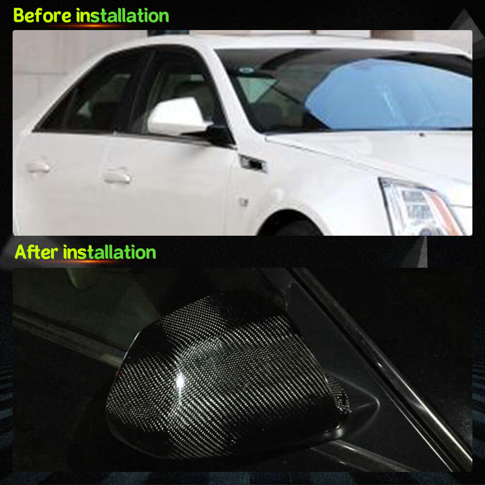 Fits for Cadillac CTS Non-V Coupe Carbon Fiber Add-on Side Rearview Mirror Cover Caps 2pcs
