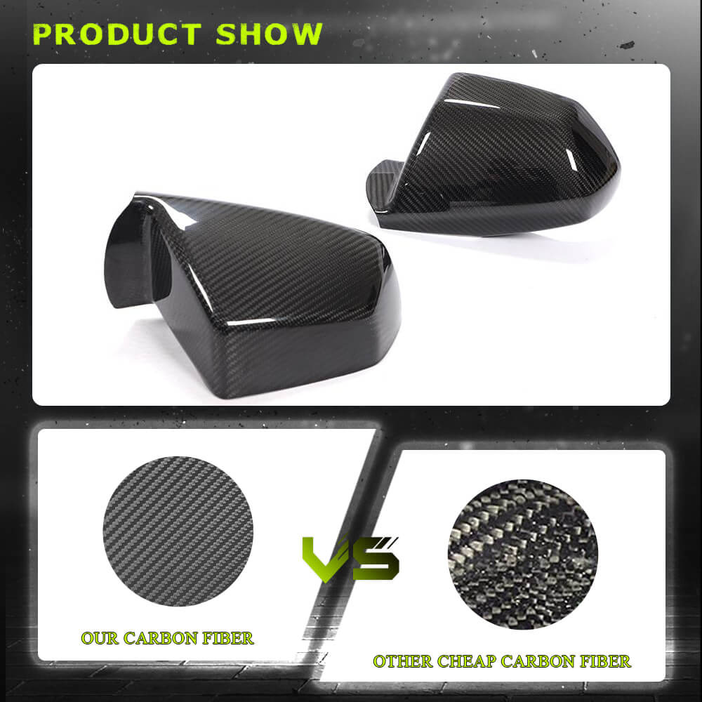 Fits for Cadillac CTS Non-V Coupe Carbon Fiber Add-on Side Rearview Mirror Cover Caps 2pcs