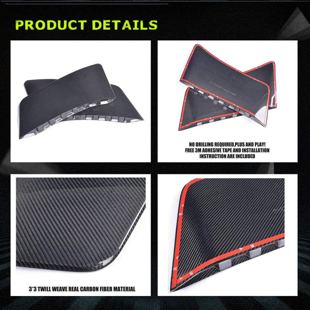Fits for Ford Mustang GT Coupe 2-Door 2015-2017 Carbon Fiber Rear Quarter Panel Fender Scoop 2pcs