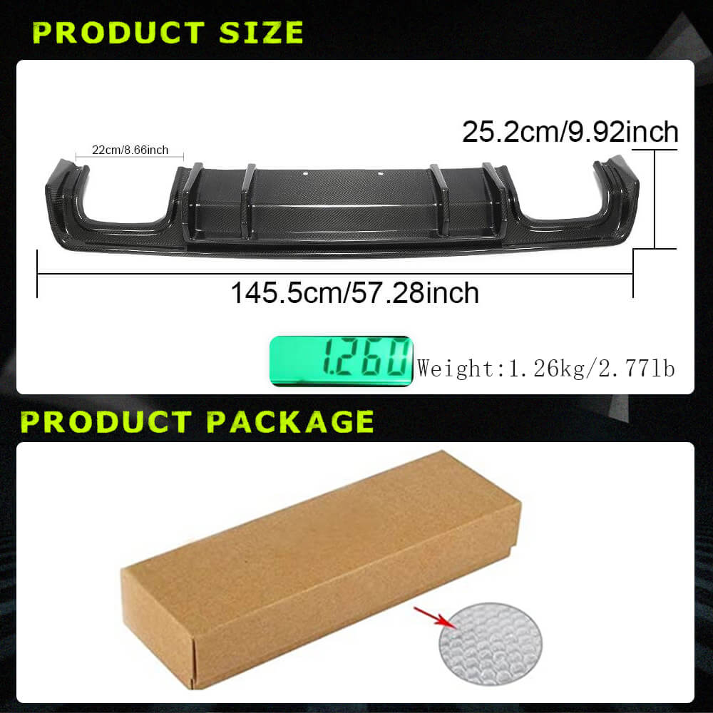 Fits for Dodge Challenger Coupe 15-22 Carbon Fiber Rear Bumper Diffuser
