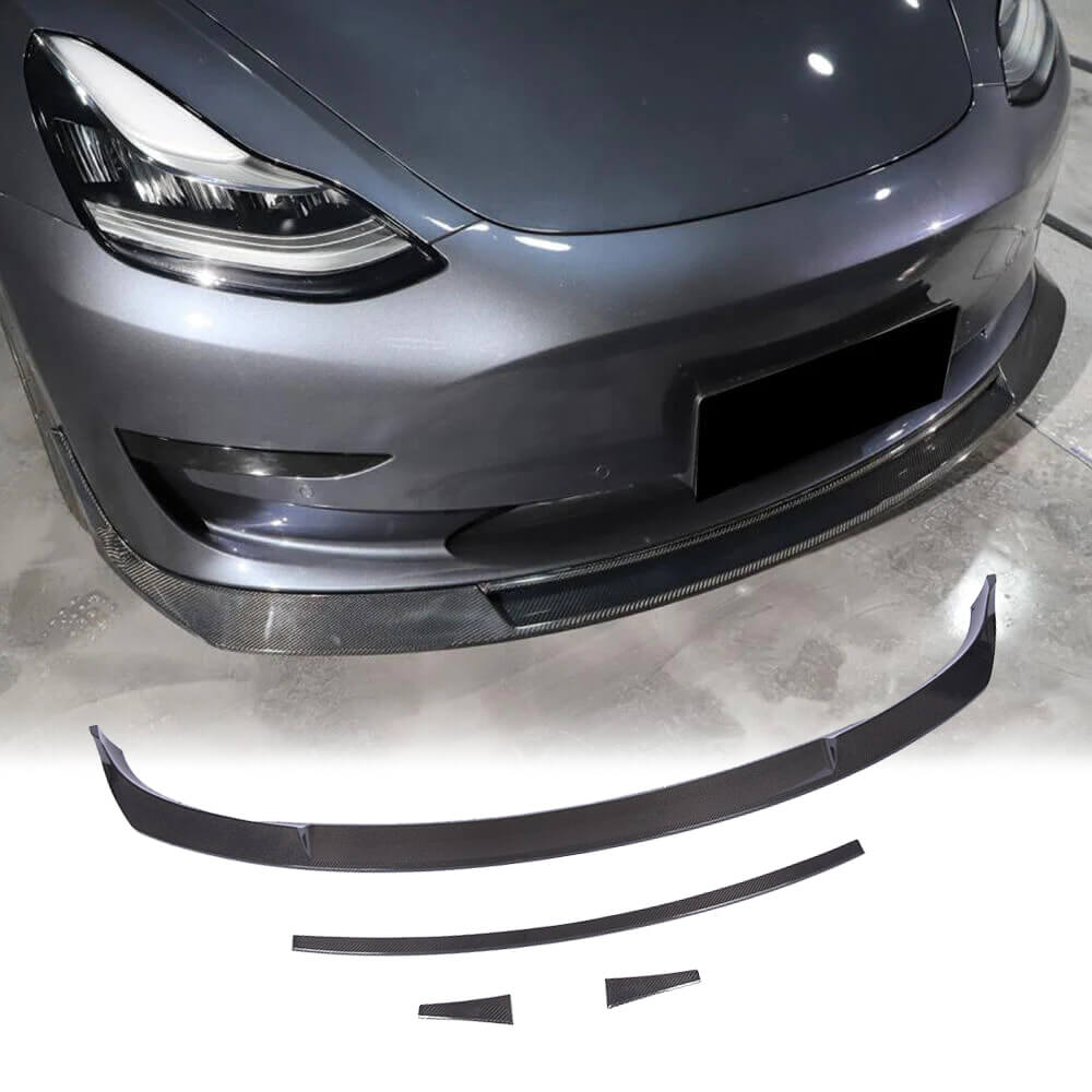 Fits for Tesla Model 3 Sedan Carbon Fiber Front Bumper Lip Chin Spoiler