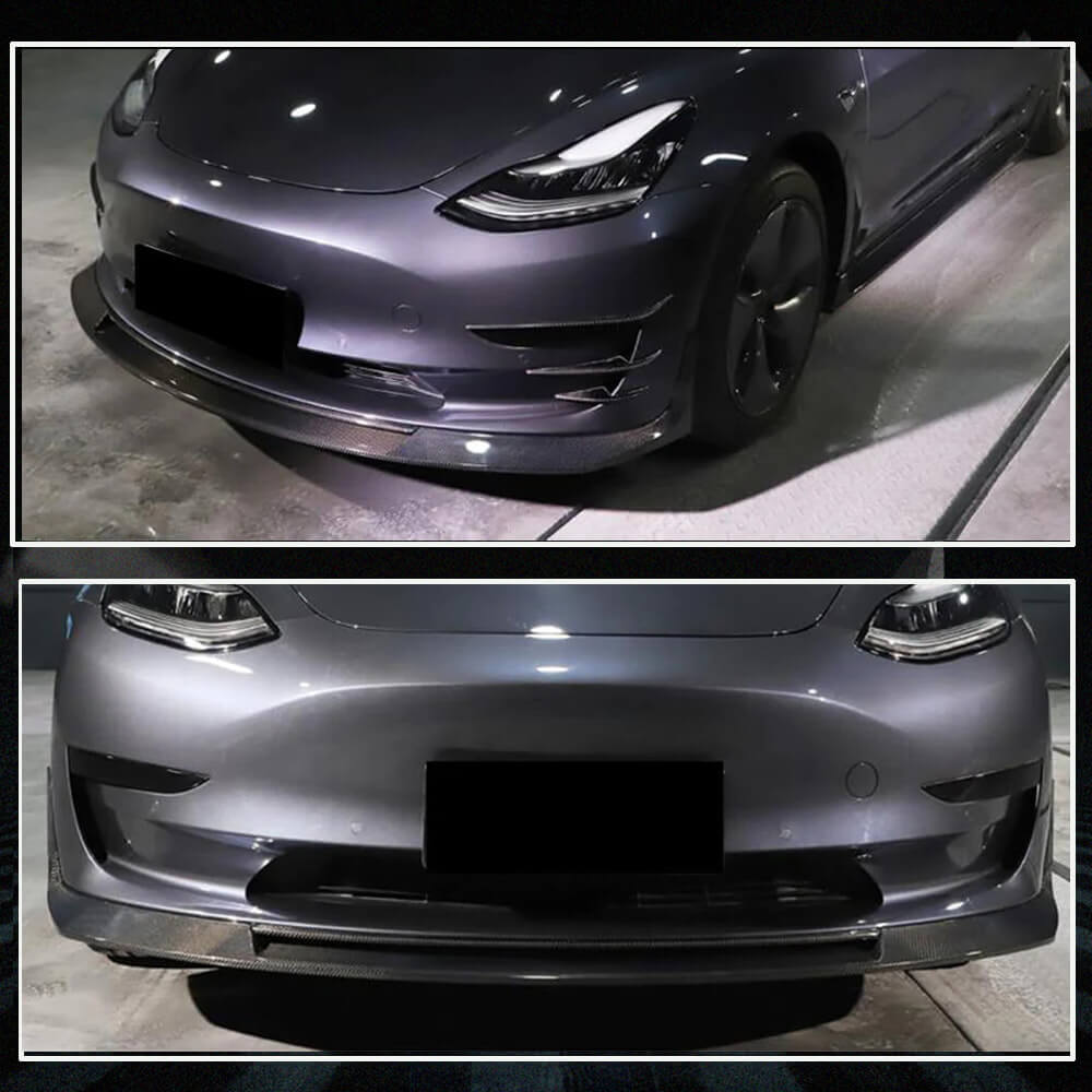 Fits for Tesla Model 3 Sedan Carbon Fiber Front Bumper Lip Chin Spoiler