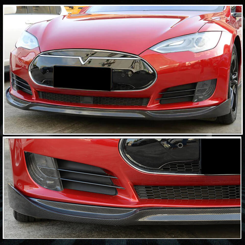 Fits for Tesla Model S 2012-2015 Carbon Fiber Front Bumper Lip Chin Spoiler