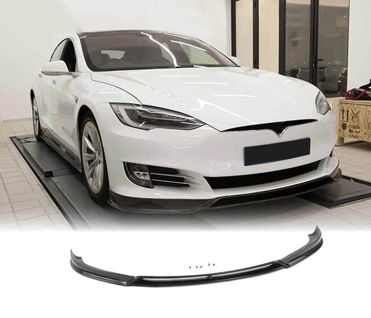 Fits for Tesla Model S 2016-2020 Carbon Fiber Front Bumper Lip Chin Spoiler