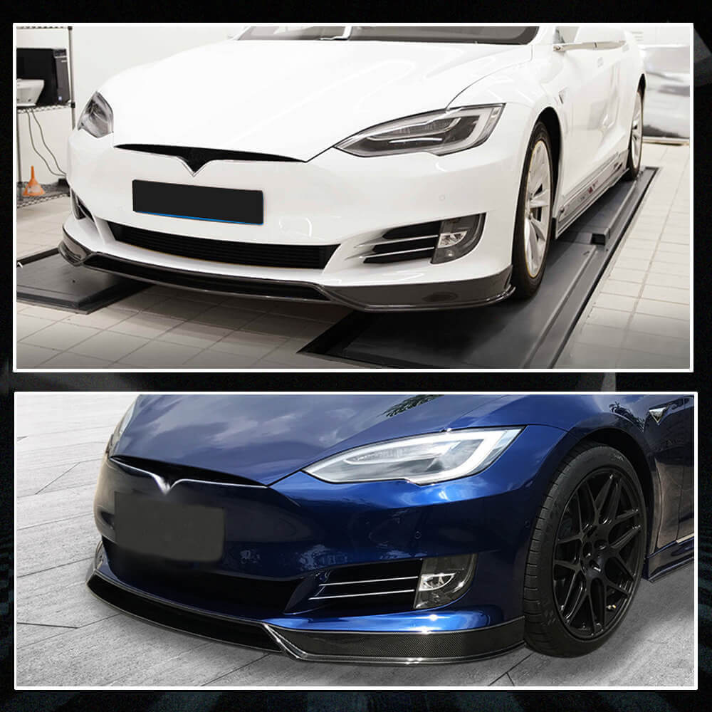 Fits for Tesla Model S 2016-2020 Carbon Fiber Front Bumper Lip Chin Spoiler