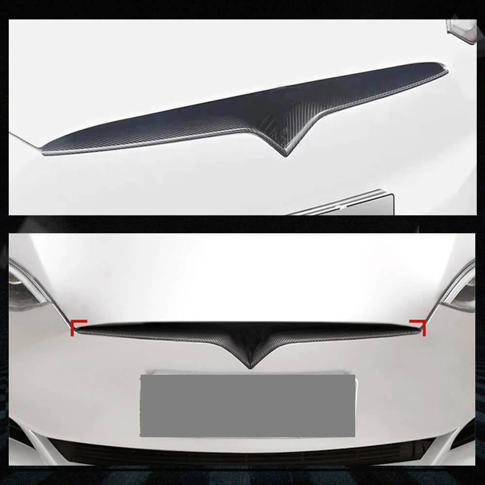 Fits for Tesla Model S Sedan 12-20 Carbon Fiber Front Grille Frame Cover Trim