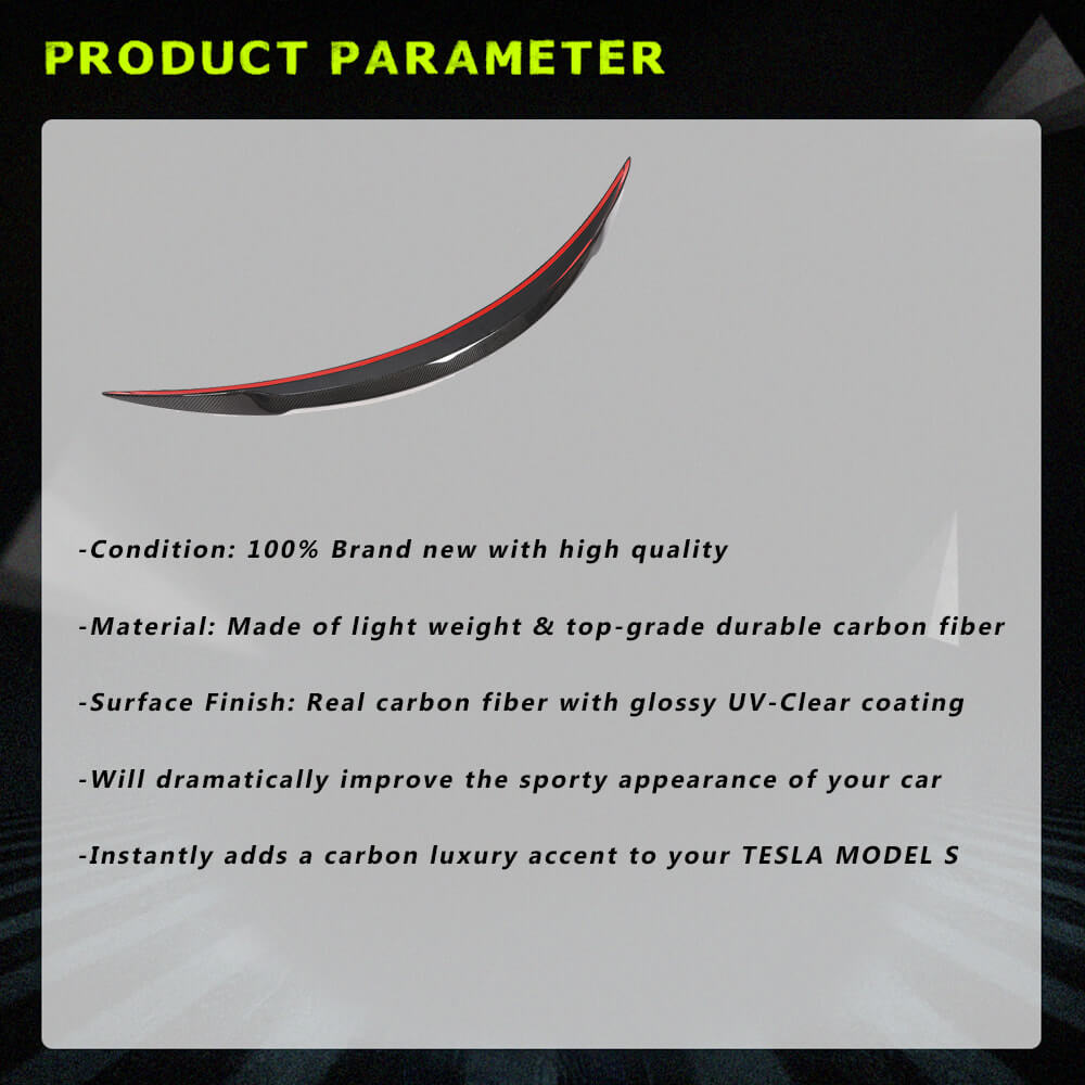Fits for Tesla Model S Sedan 12-20 Carbon Fiber Rear Trunk Spoiler Wing