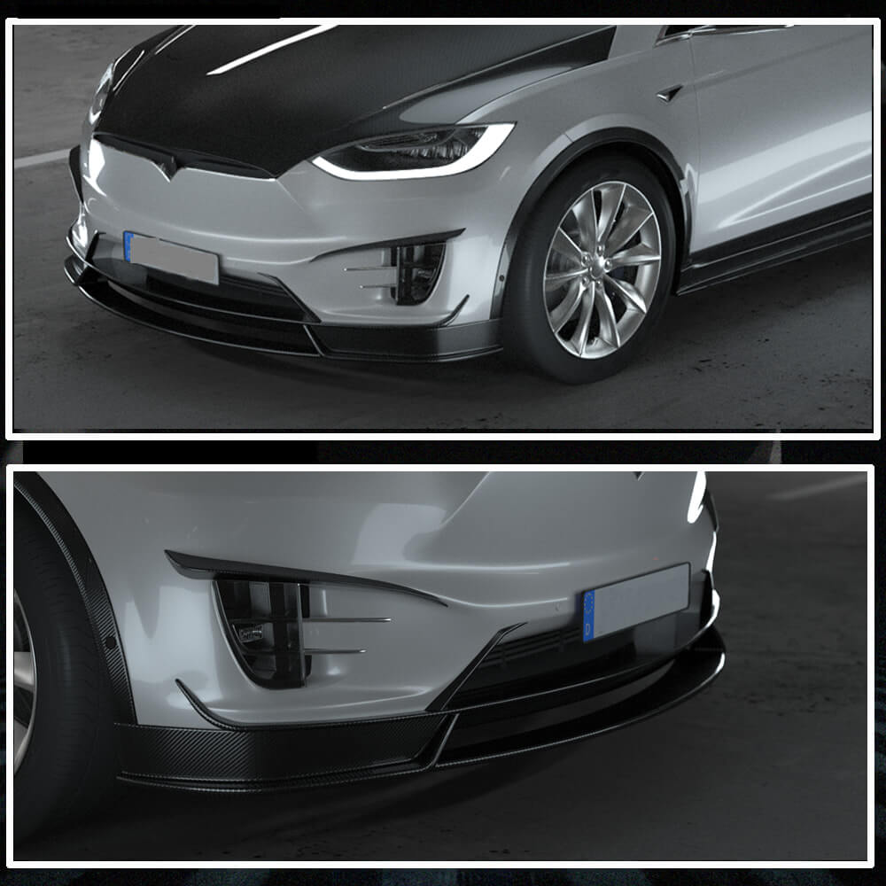 Fits for Tesla Model X Carbon Fiber Front Bumper Lip Chin Spoiler