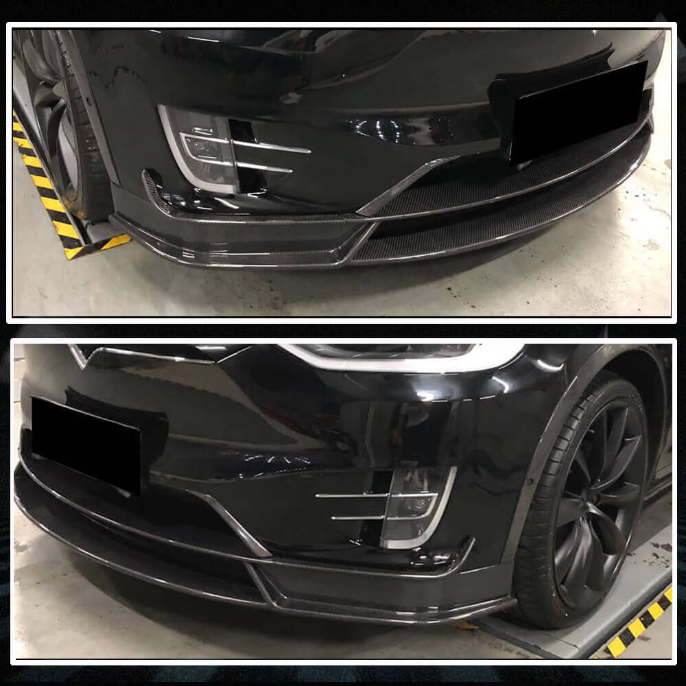 Fits for Tesla Model X Carbon Fiber Front Bumper Lip Chin Spoiler