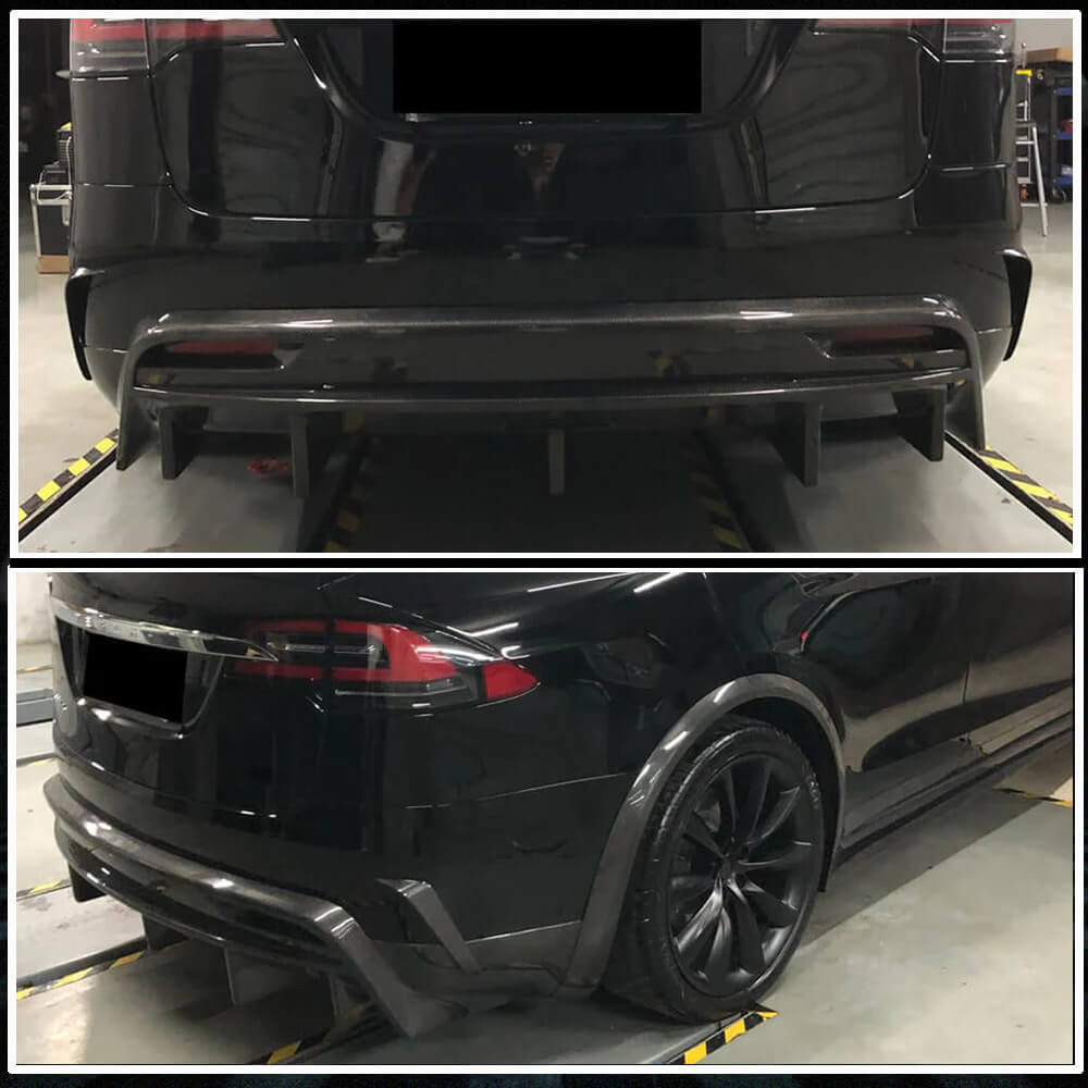 Fits for Tesla Model X Carbon Fiber Rear Bumper Diffuser