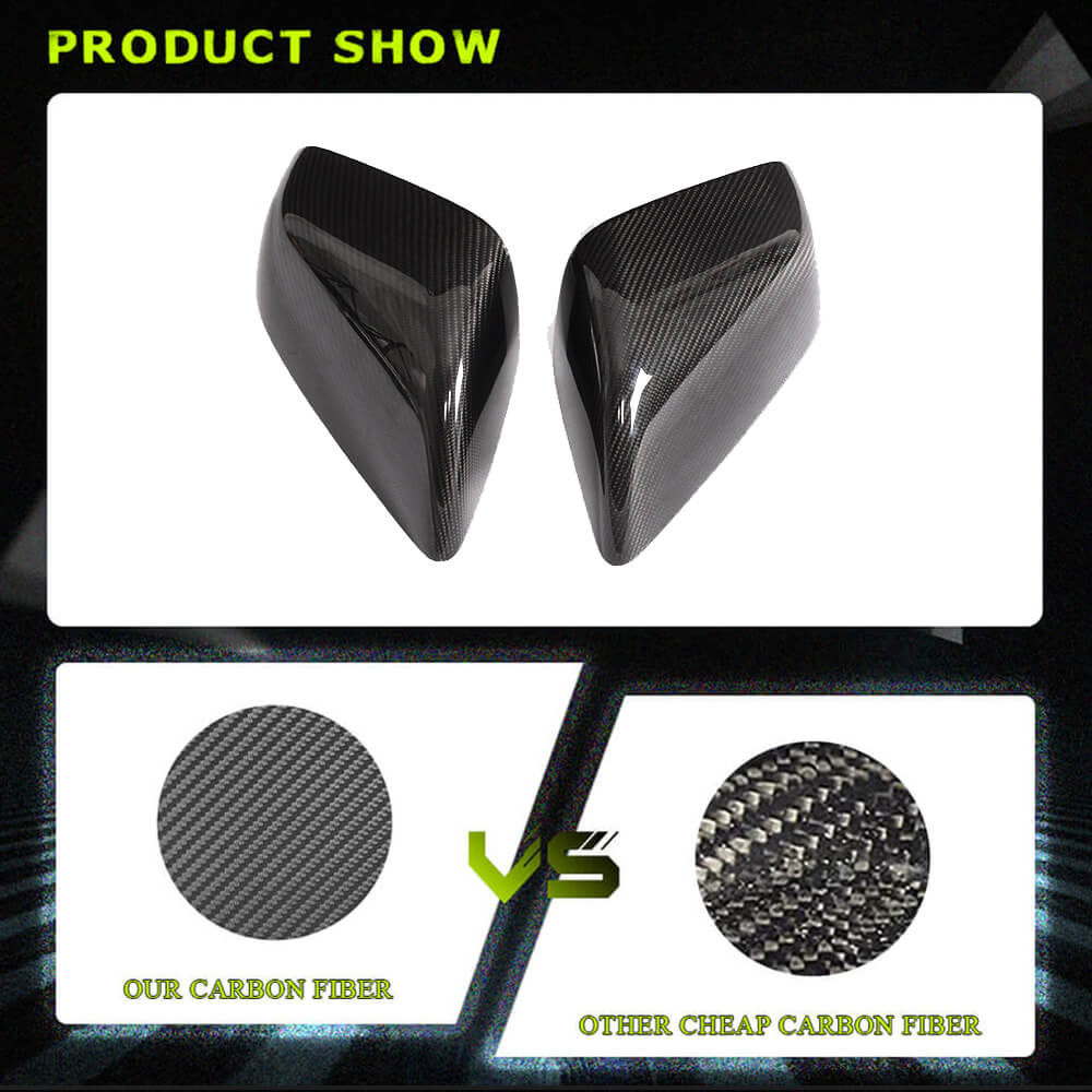 Fits for Tesla Model X Dry Carbon Fiber Side Rearview Mirror Cover Caps Add-on