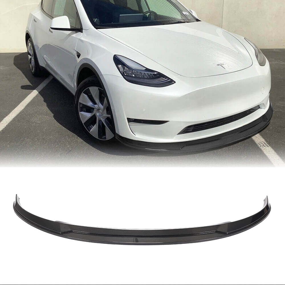 Fits for Tesla Model Y Carbon Fiber Front Bumper Lip Chin Spoiler