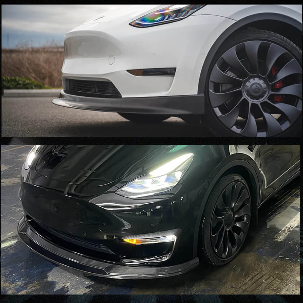 Fits for Tesla Model Y Carbon Fiber Front Bumper Lip Chin Spoiler