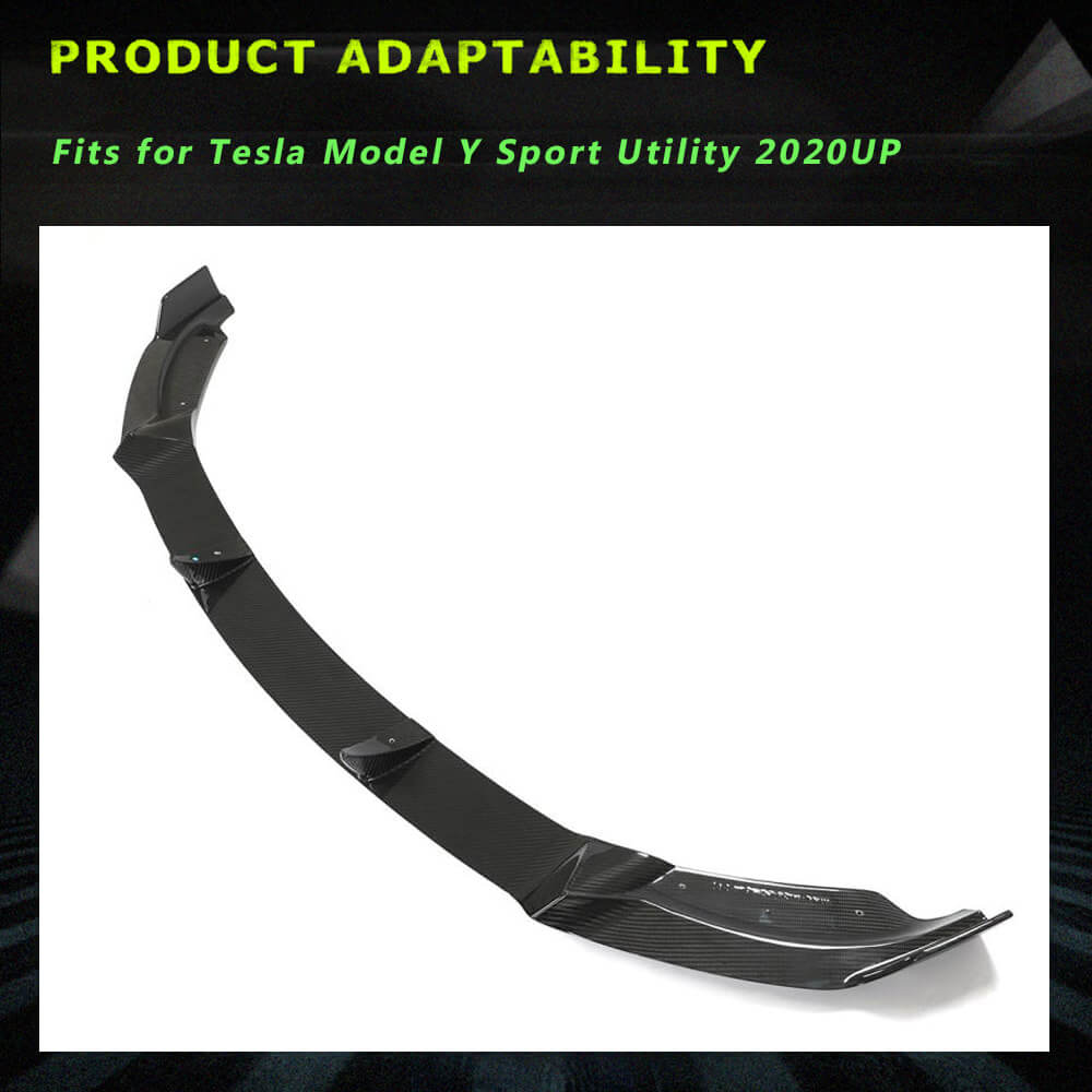 Fits for Tesla Model Y Carbon Fiber Front Bumper Lip Chin Spoiler