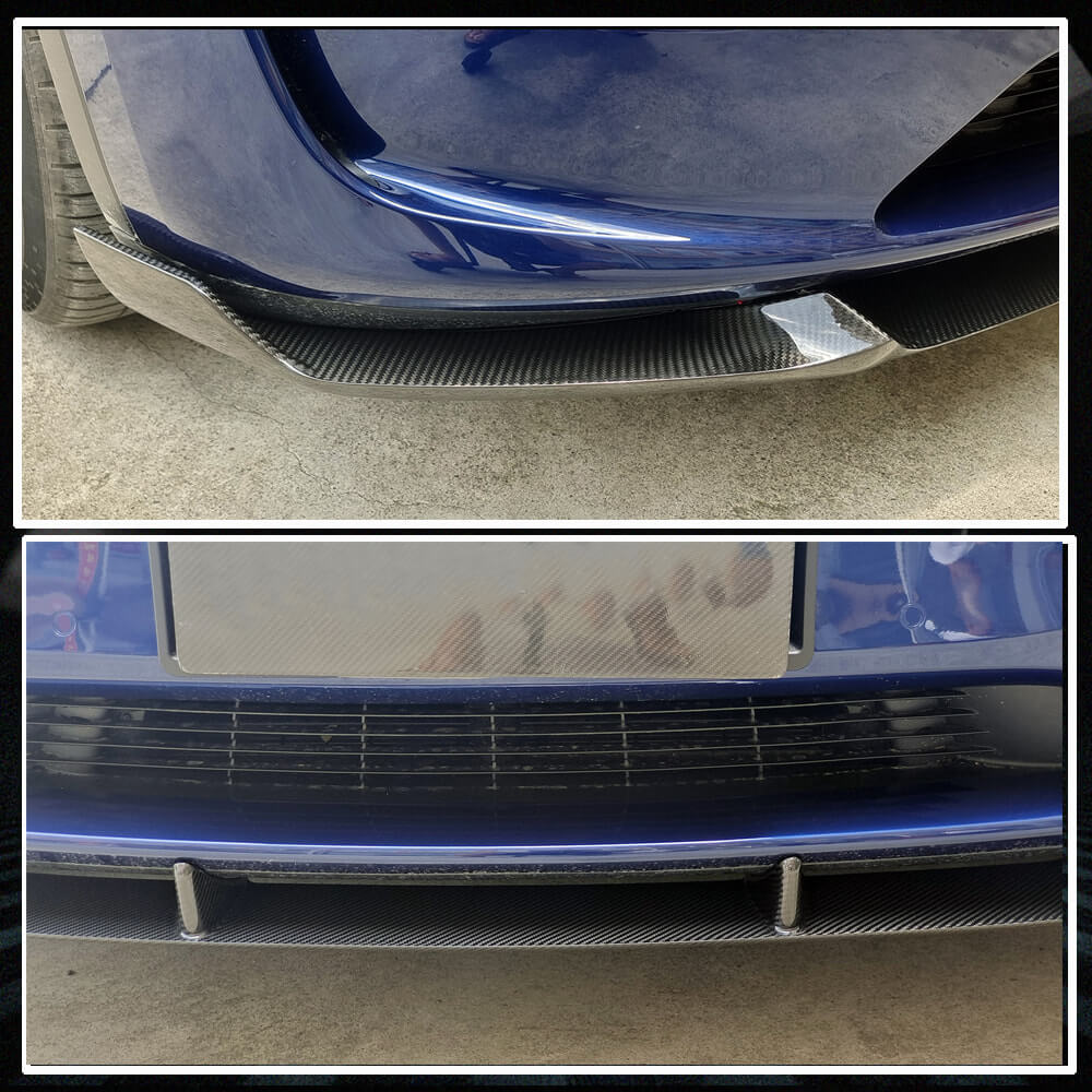 Fits for Tesla Model Y Dry Carbon Fiber Front Bumper Lip Spoiler