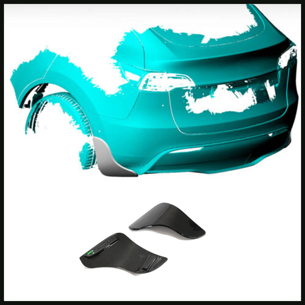 Fits for Tesla Model Y Dry Carbon Fiber Rear Bumper Canard Splitters