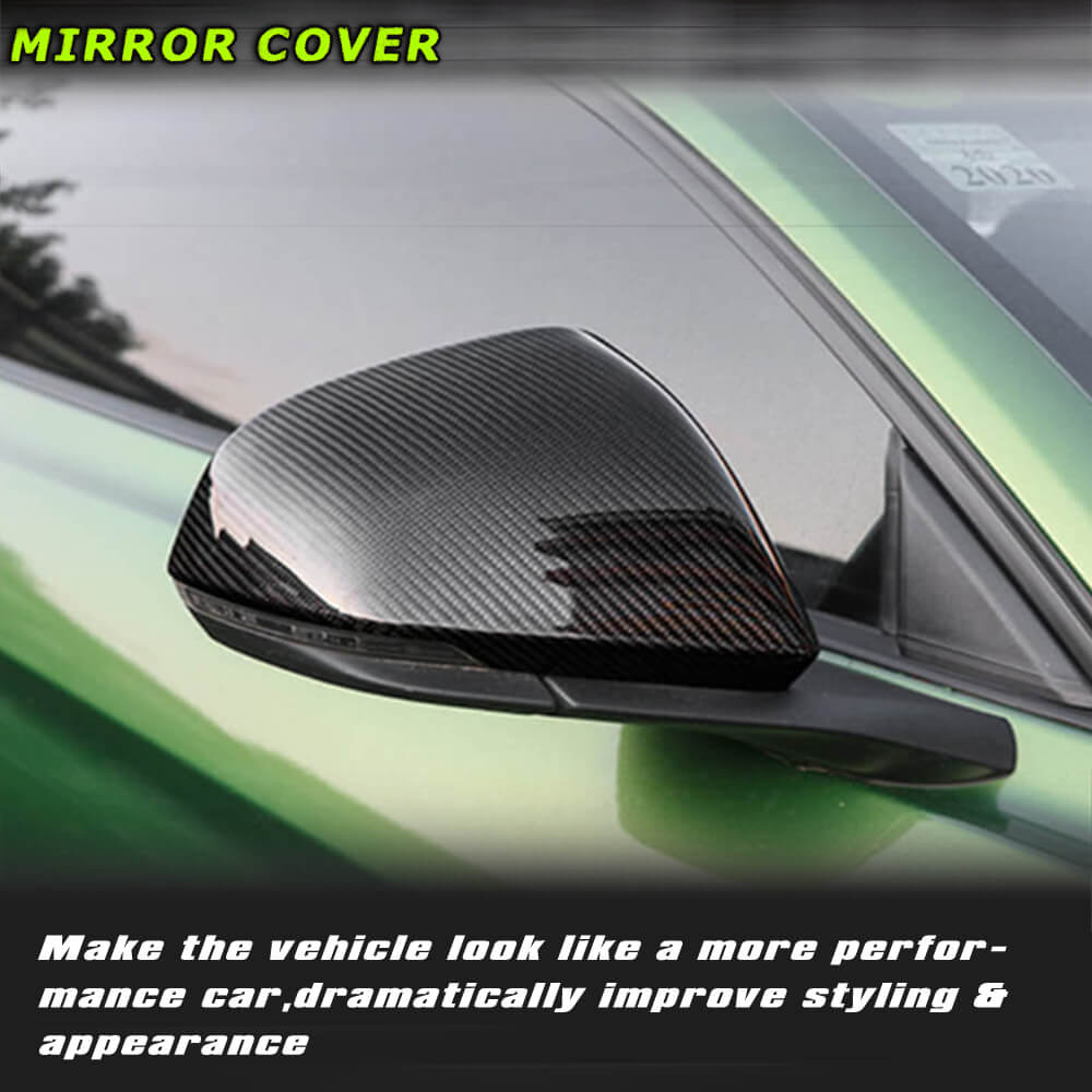 Fits for Ford Mustang 2015-2020 Carbon Fiber Add-on Side Rearview Mirror Cover Caps 2pcs