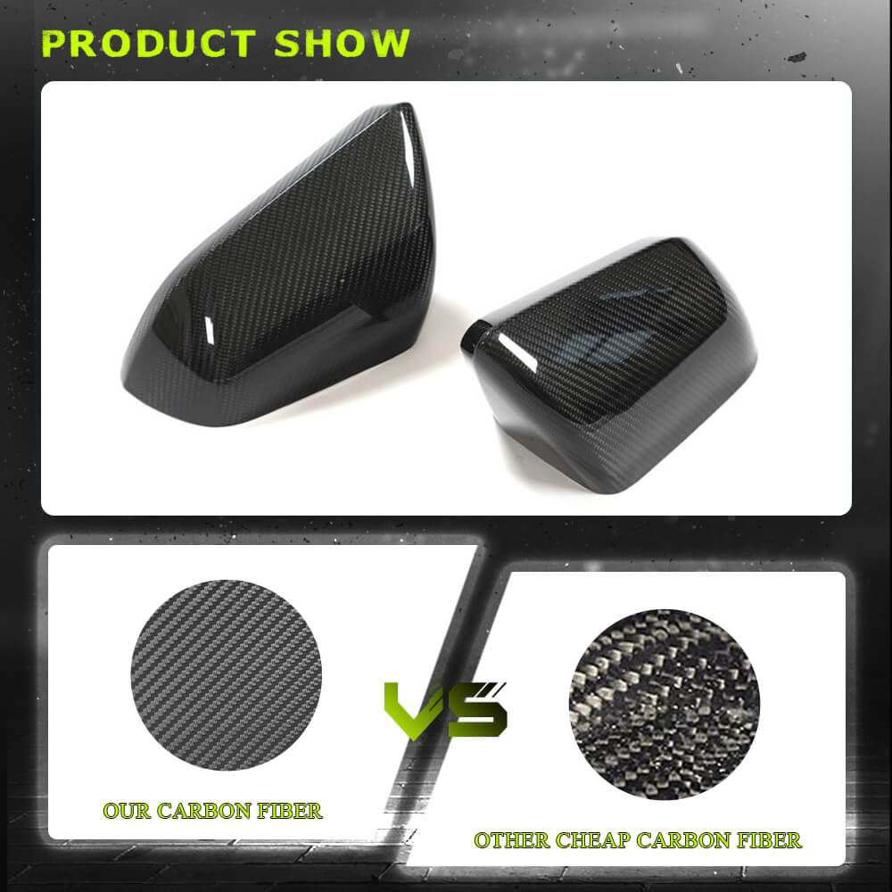 Fits for Ford Mustang 2015-2020 Carbon Fiber Add-on Side Rearview Mirror Cover Caps 2pcs