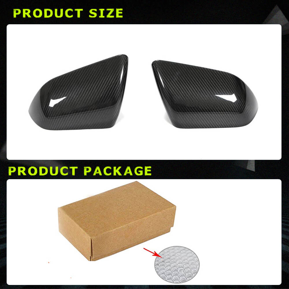 Fits for Ford Mustang 2015-2020 Carbon Fiber Add-on Side Rearview Mirror Cover Caps 2pcs