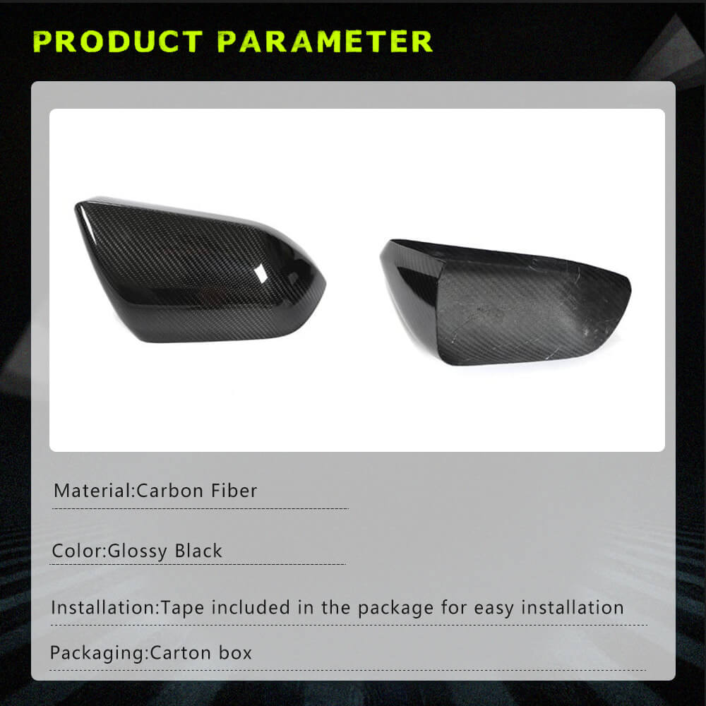 Fits for Ford Mustang 2015-2020 Carbon Fiber Add-on Side Rearview Mirror Cover Caps 2pcs