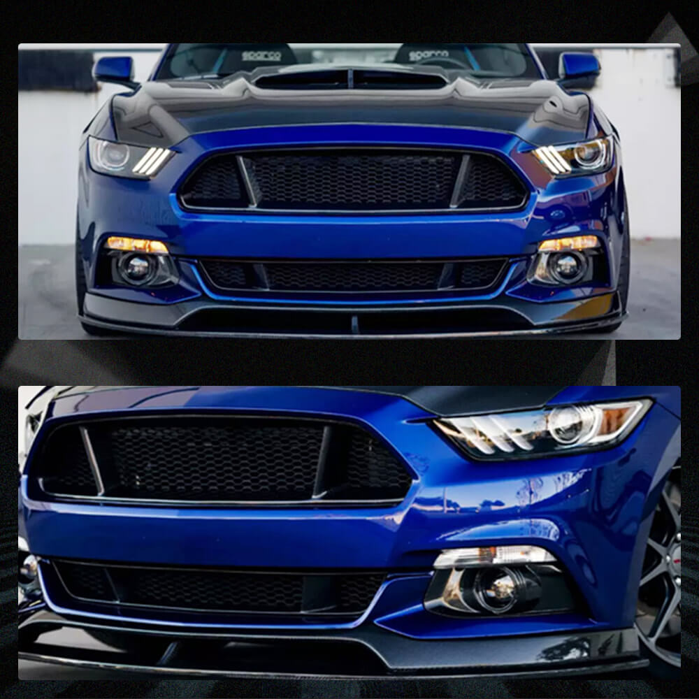 Fits for Ford Mustang Coupe 2-Door 15-17 Carbon Fiber Front Grille Frame Cover Trim | V6 V8 GT Shelby GT350