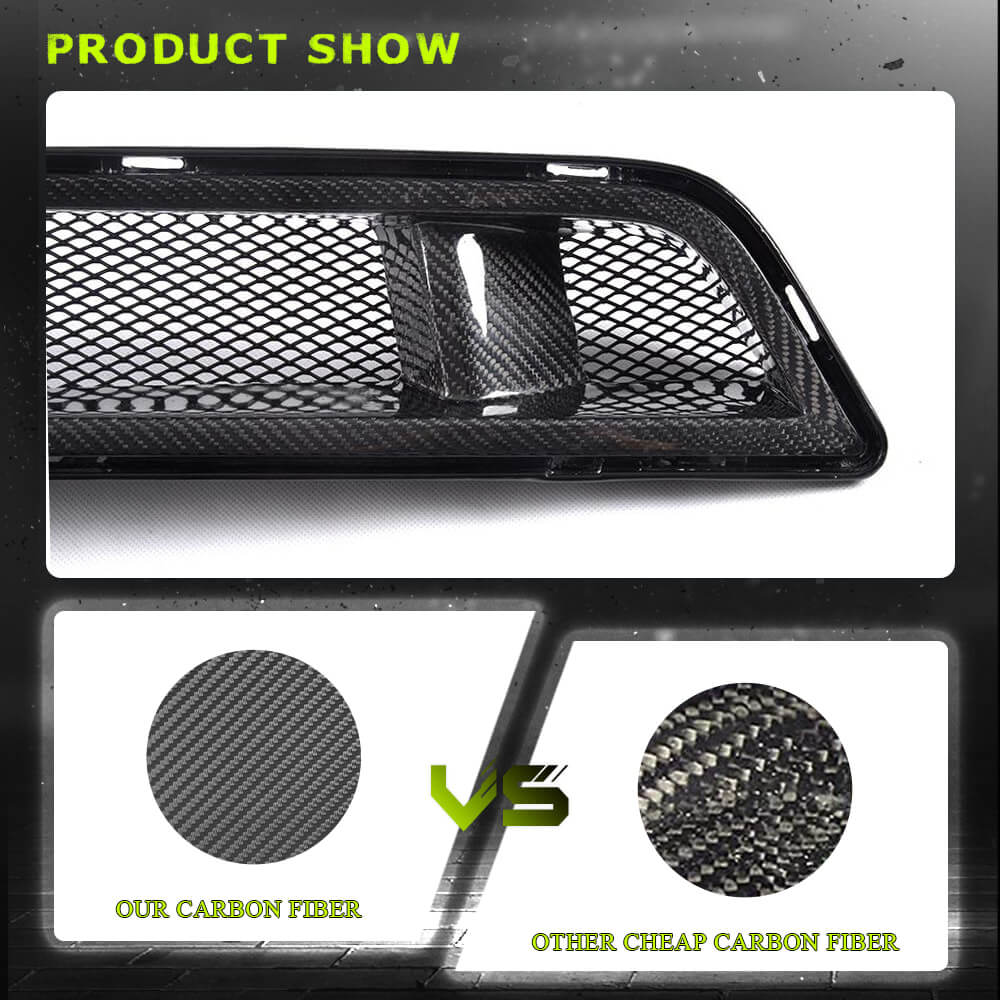 Fits for Ford Mustang Coupe 2-Door 15-17 Carbon Fiber Front Grille Frame Cover Trim | V6 V8 GT Shelby GT350