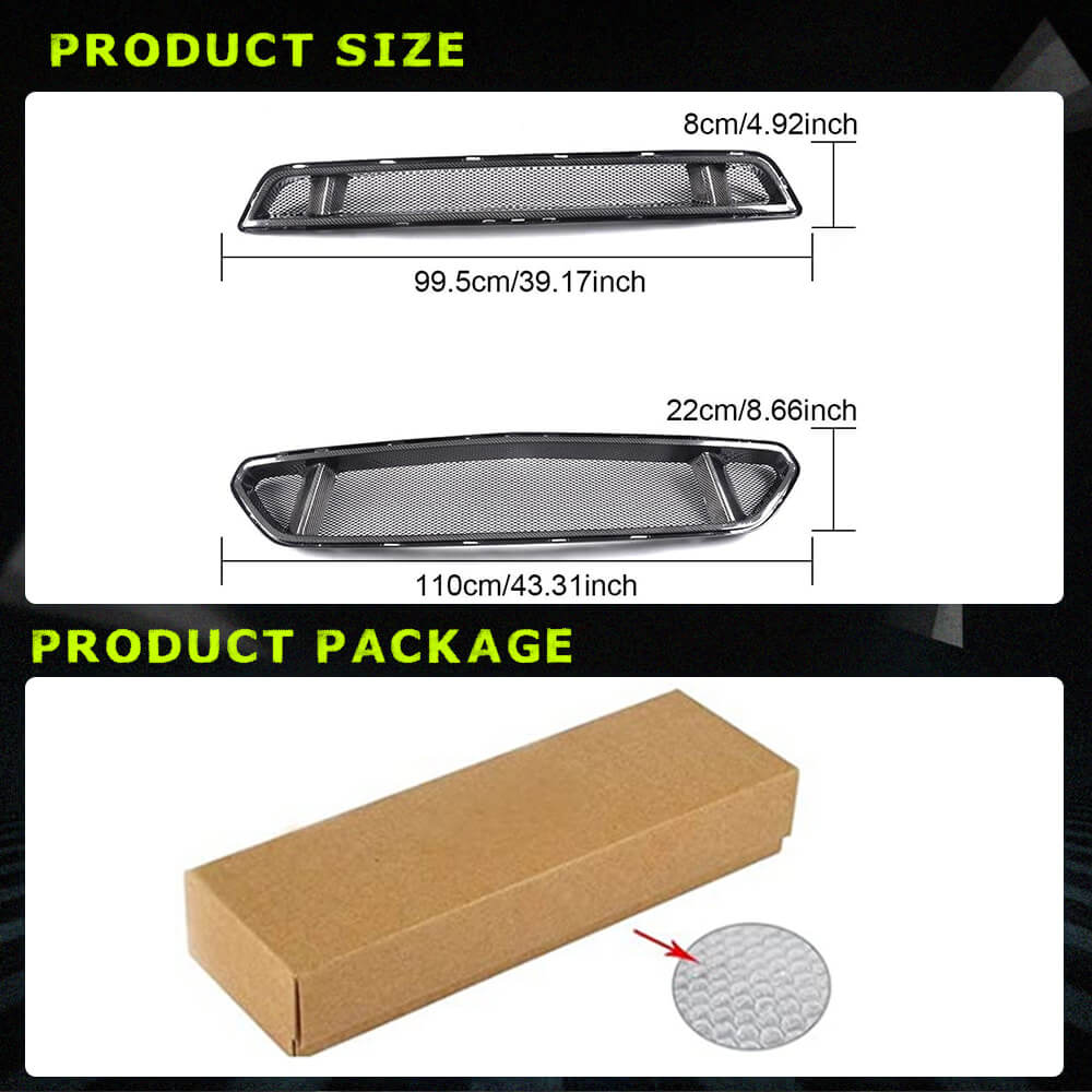 Fits for Ford Mustang Coupe 2-Door 15-17 Carbon Fiber Front Grille Frame Cover Trim | V6 V8 GT Shelby GT350