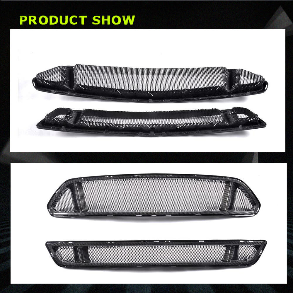 Fits for Ford Mustang Coupe 2-Door 15-17 Carbon Fiber Front Grille Frame Cover Trim | V6 V8 GT Shelby GT350