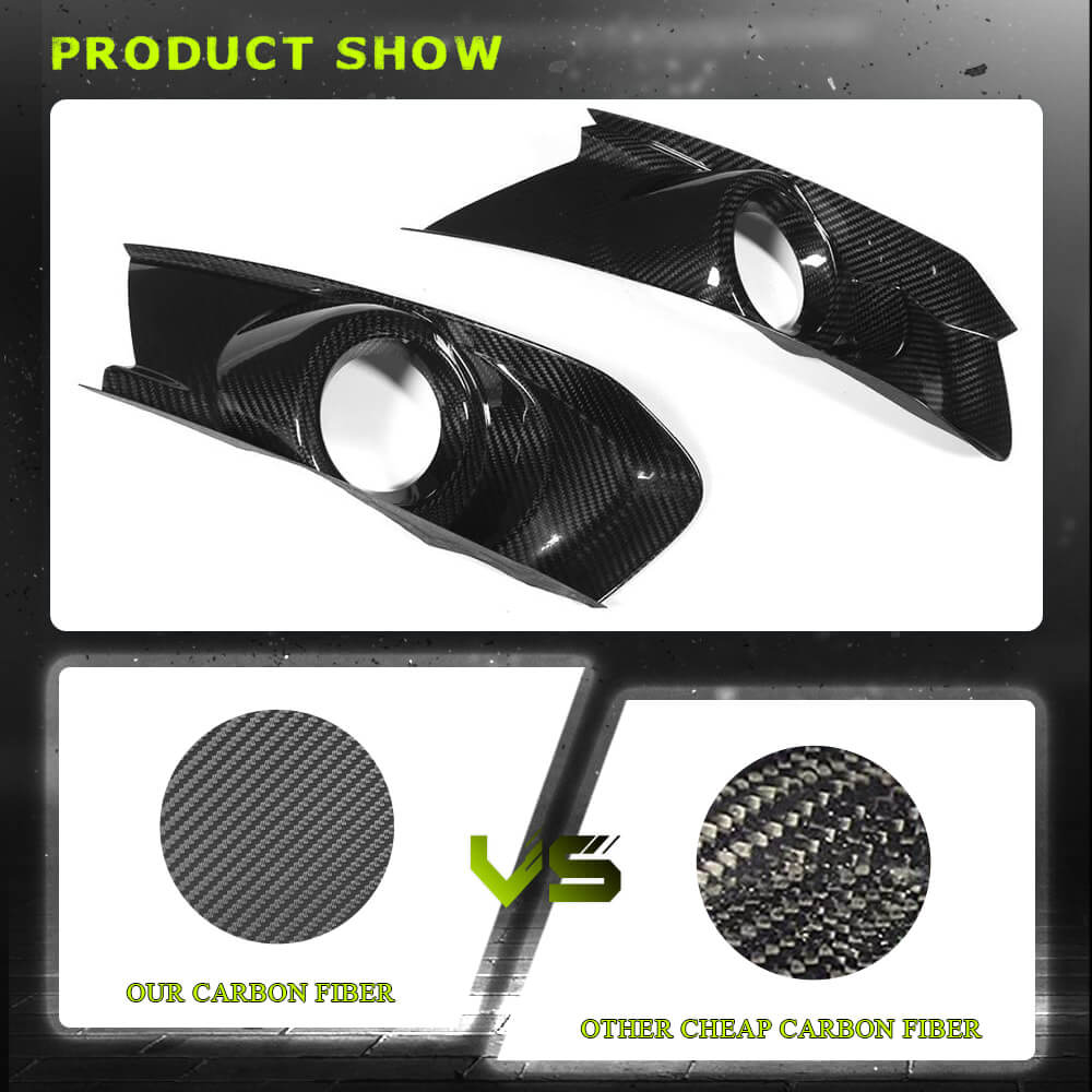 Fits for Ford Mustang V6 V8 GT Coupe 2-Door 15-17 Carbon Fiber Front Fog Lamps Cover Bumper Trims