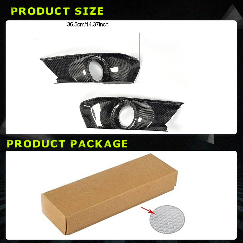 Fits for Ford Mustang V6 V8 GT Coupe 2-Door 15-17 Carbon Fiber Front Fog Lamps Cover Bumper Trims