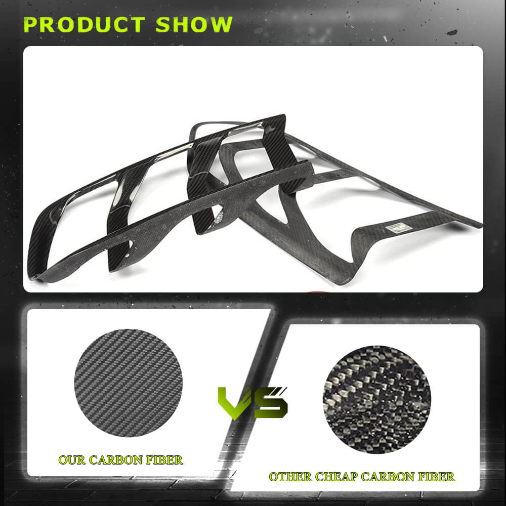 Fits for Ford Mustang GT Coupe 2-Door 15-17 Carbon Fiber Rear Fog Lamps Cover Bumper Trims