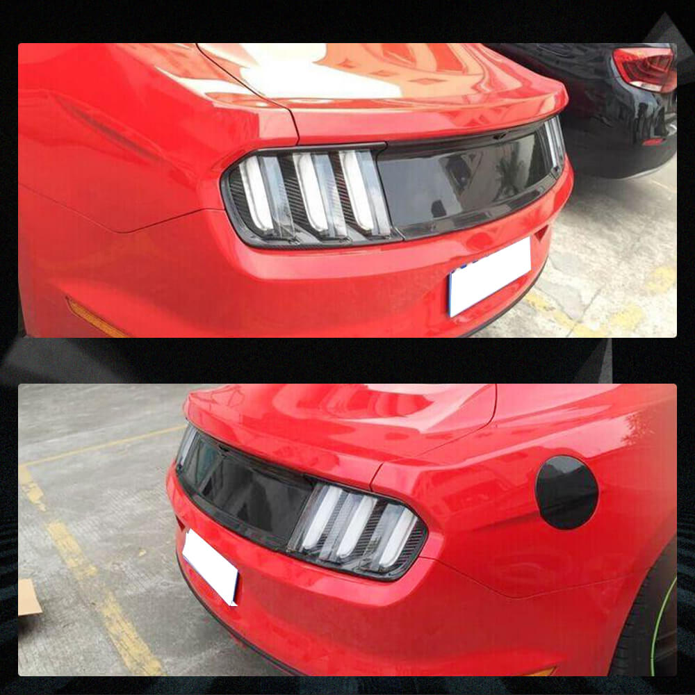 Fits for Ford Mustang GT Coupe 2-Door 15-17 Carbon Fiber Rear Fog Lamps Cover Bumper Trims