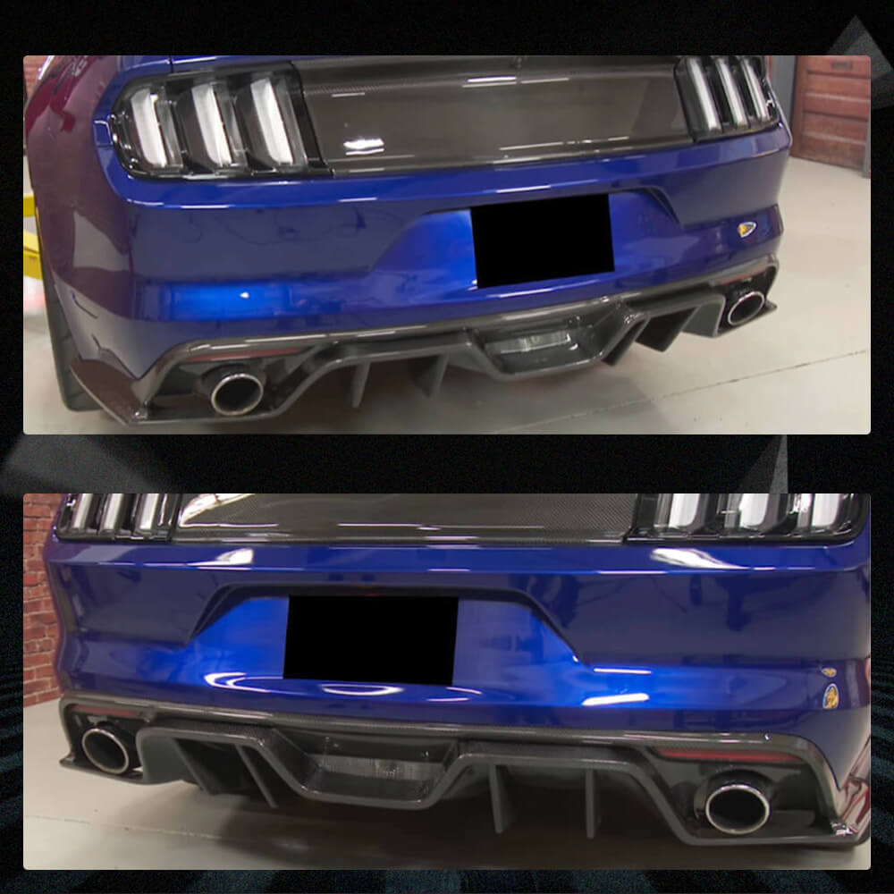 Fits for Ford Mustang V6 V8 GT 2015-2017 Carbon Fiber Rear Bumper Diffuser Lip