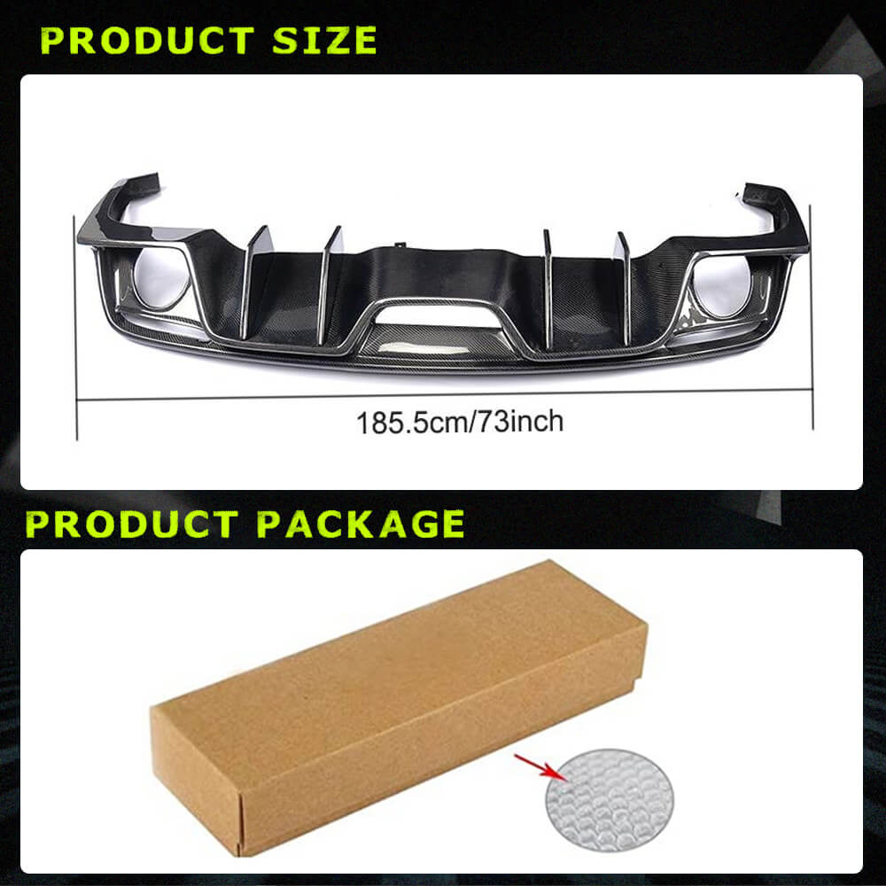 Fits for Ford Mustang V6 V8 GT 2015-2017 Carbon Fiber Rear Bumper Diffuser Lip