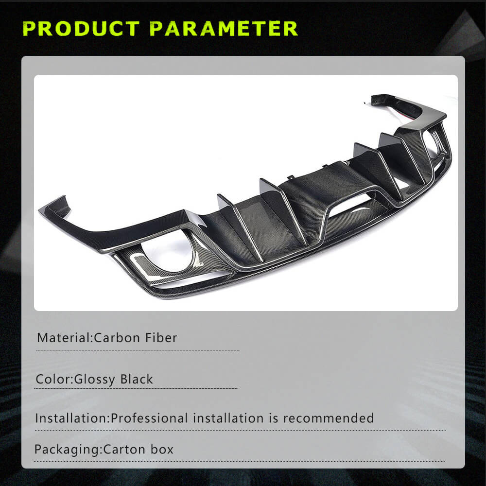 Fits for Ford Mustang V6 V8 GT 2015-2017 Carbon Fiber Rear Bumper Diffuser Lip