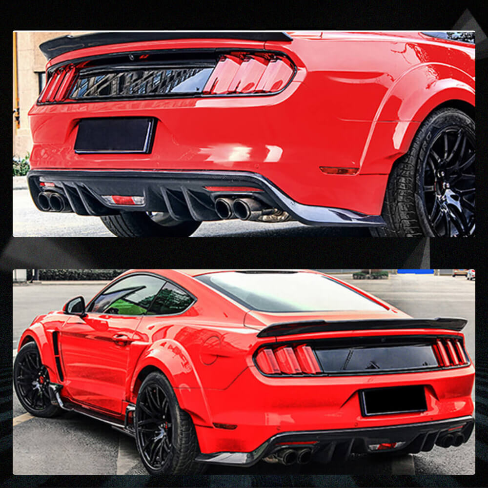 Fits for Ford Mustang V6 V8 GT 2015-2017 Carbon Fiber Rear Bumper Diffuser Wide Body Kit