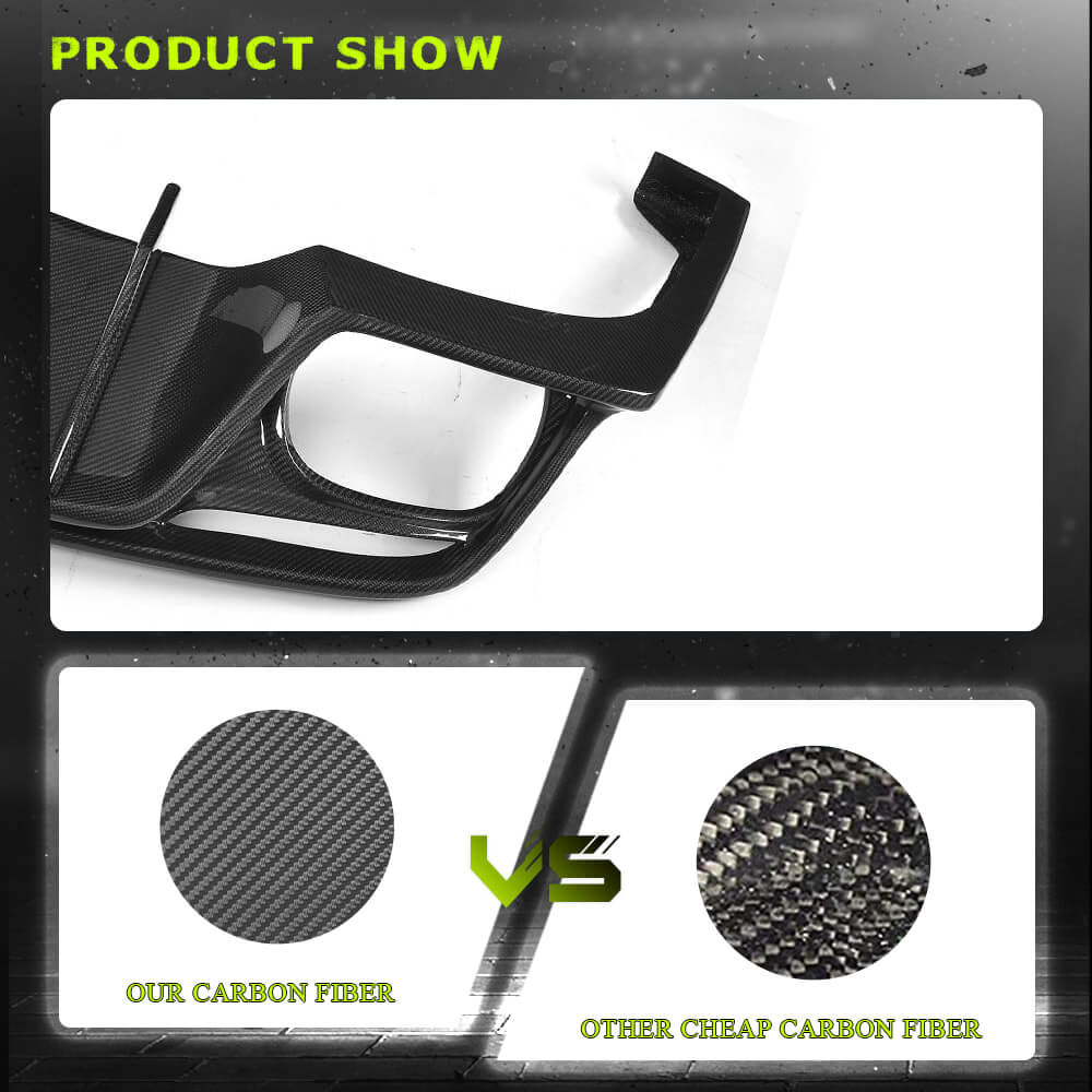 Fits for Ford Mustang V6 V8 GT 2015-2017 Carbon Fiber Rear Bumper Diffuser Wide Body Kit