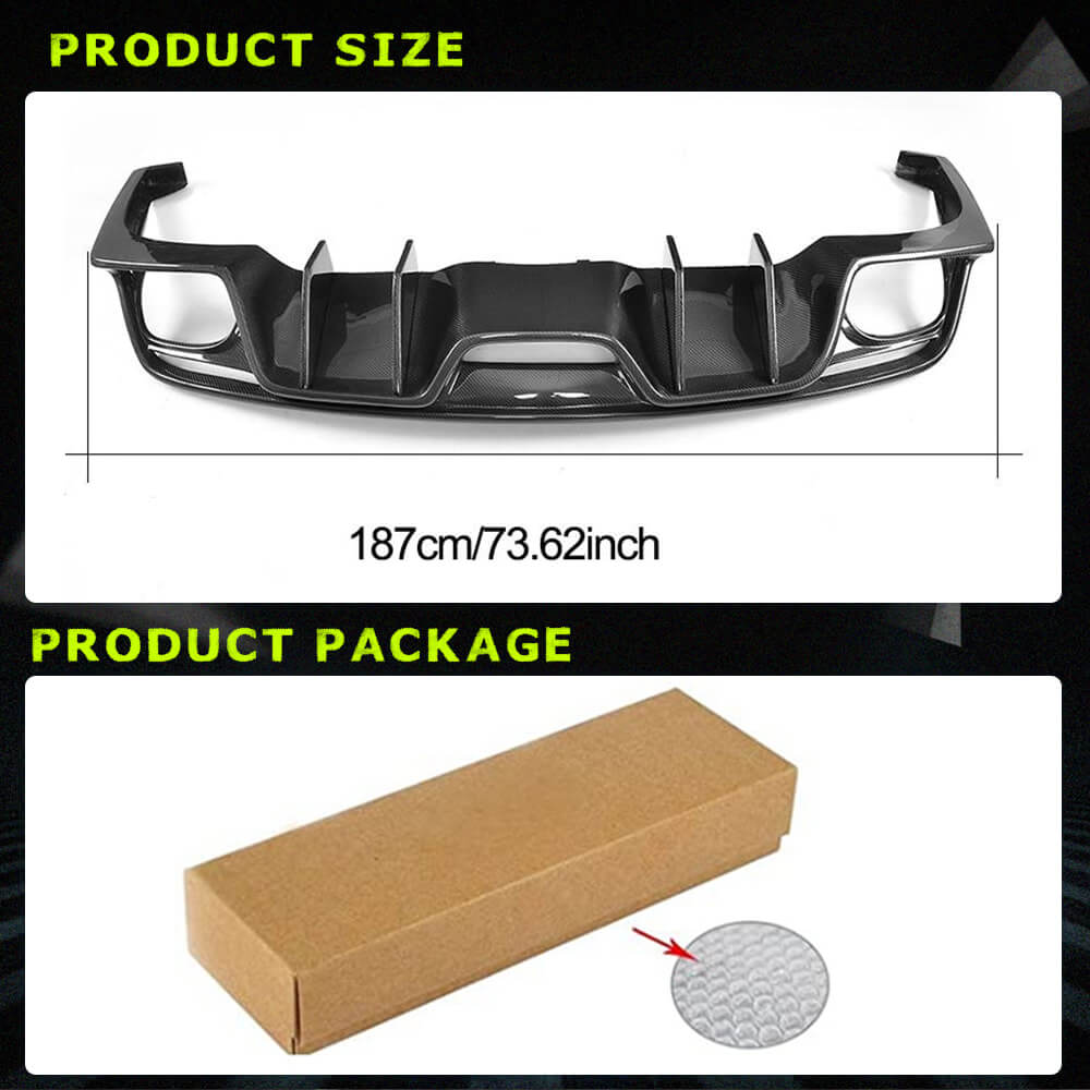 Fits for Ford Mustang V6 V8 GT 2015-2017 Carbon Fiber Rear Bumper Diffuser Wide Body Kit