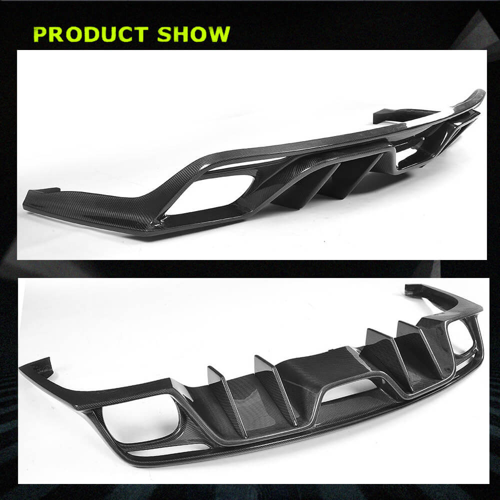 Fits for Ford Mustang V6 V8 GT 2015-2017 Carbon Fiber Rear Bumper Diffuser Wide Body Kit