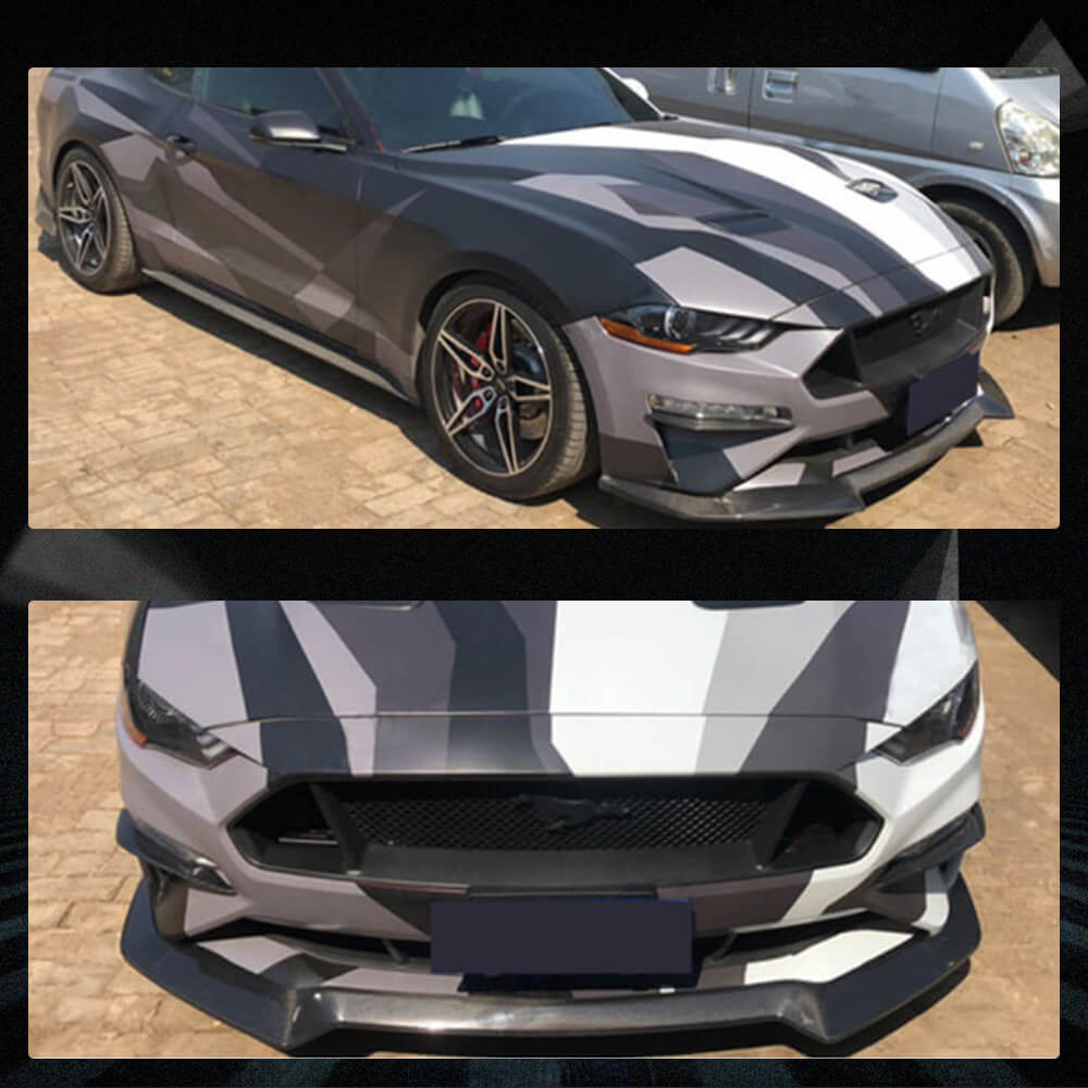 Fits for Ford Mustang V8 GT 18-20 Carbon Fiber Front Bumper Lip Spoiler Wide Body Kit