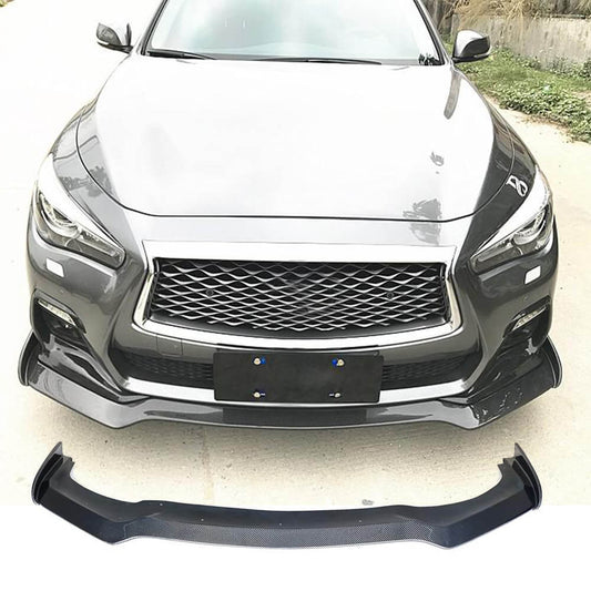 Fits for Infiniti Q50 Sport 2018-2022 Carbon Fiber Front Bumper Lip Spoiler Wide Body Kit
