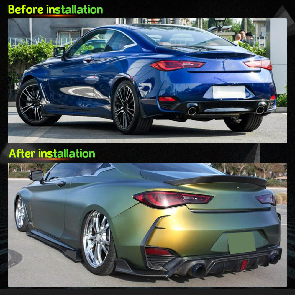 Fits for Infiniti Q60 Q60S Carbon Fiber Rear Bumper Side Air Fender Vent Canard Splittes Fins