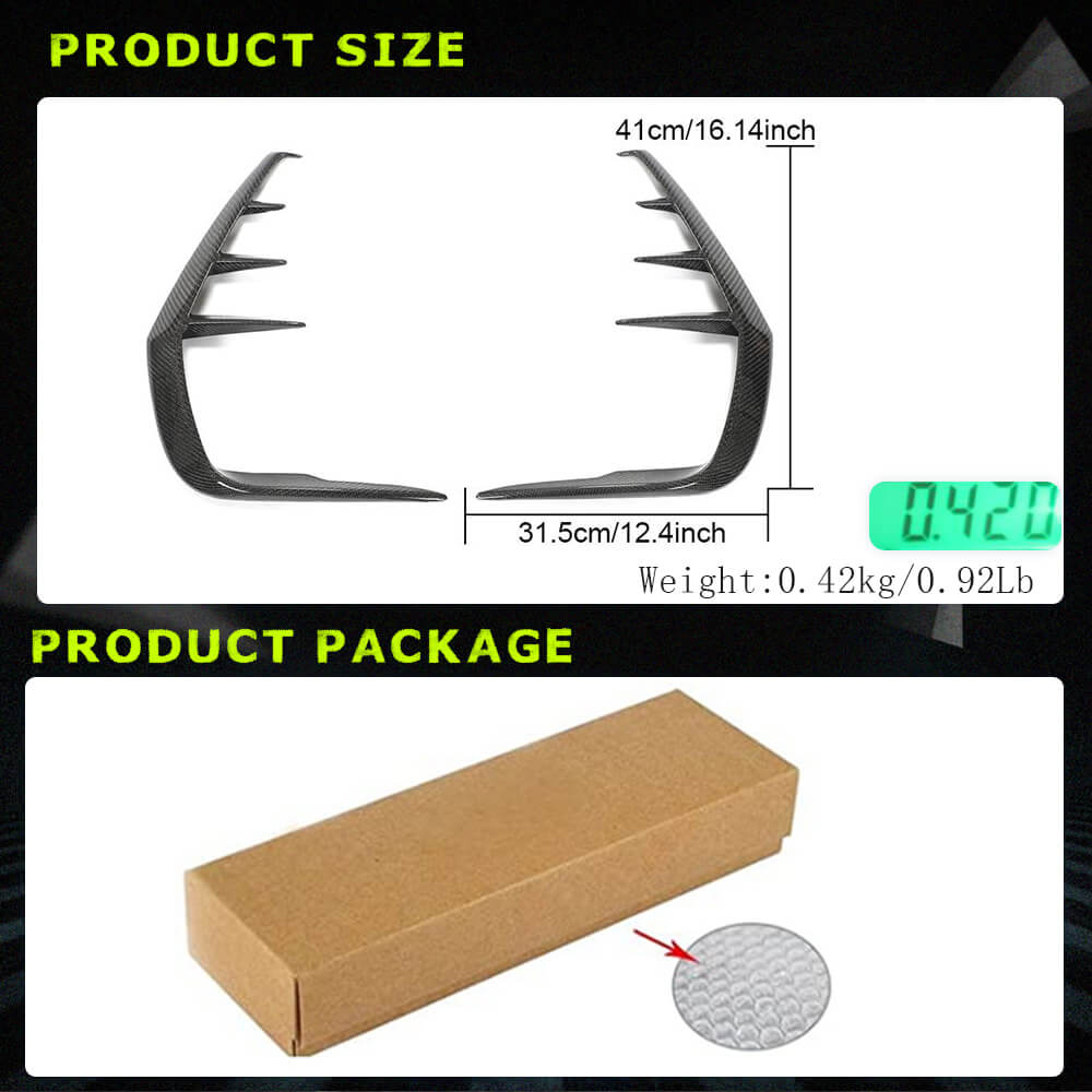 Fits for Infiniti Q60 Q60S Carbon Fiber Rear Bumper Side Air Fender Vent Canard Splittes Fins
