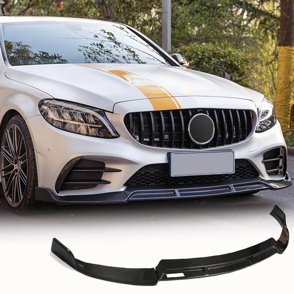 Fits for Mercedes Benz W205 C300 C350 Sport C43 AMG Facelift Carbon Fiber Front Bumper Lip Chin Spoiler 3pcs