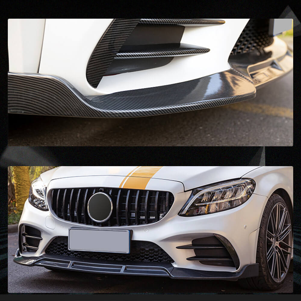 Fits for Mercedes Benz W205 C300 C350 Sport C43 AMG Facelift Carbon Fiber Front Bumper Lip Chin Spoiler 3pcs