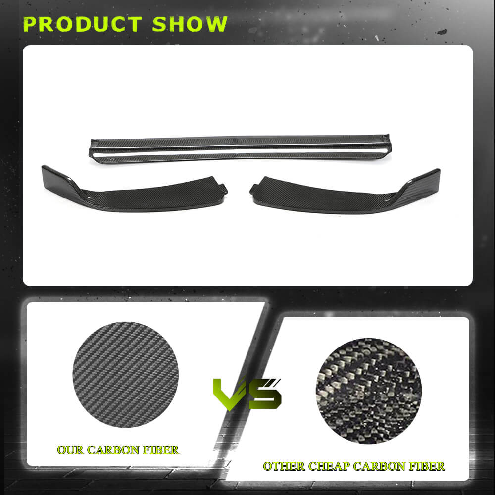 Fits for Mercedes Benz W205 C300 C350 Sport C43 AMG Facelift Carbon Fiber Front Bumper Lip Chin Spoiler 3pcs