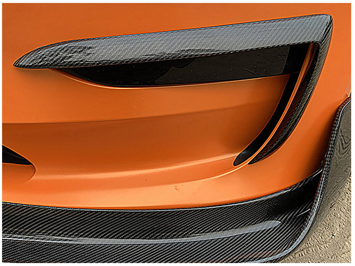 Fits for Tesla Model 3 Sedan 16-20 Dry Carbon Fiber Front Bumper Air Fender Vents